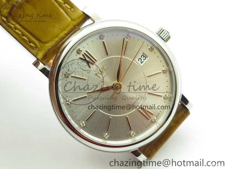 MIROTIME 0515 Durable Portofino 37mm SS V7F 1:1 Best Edition White Dial on Light Brown Leather Strap A 7092